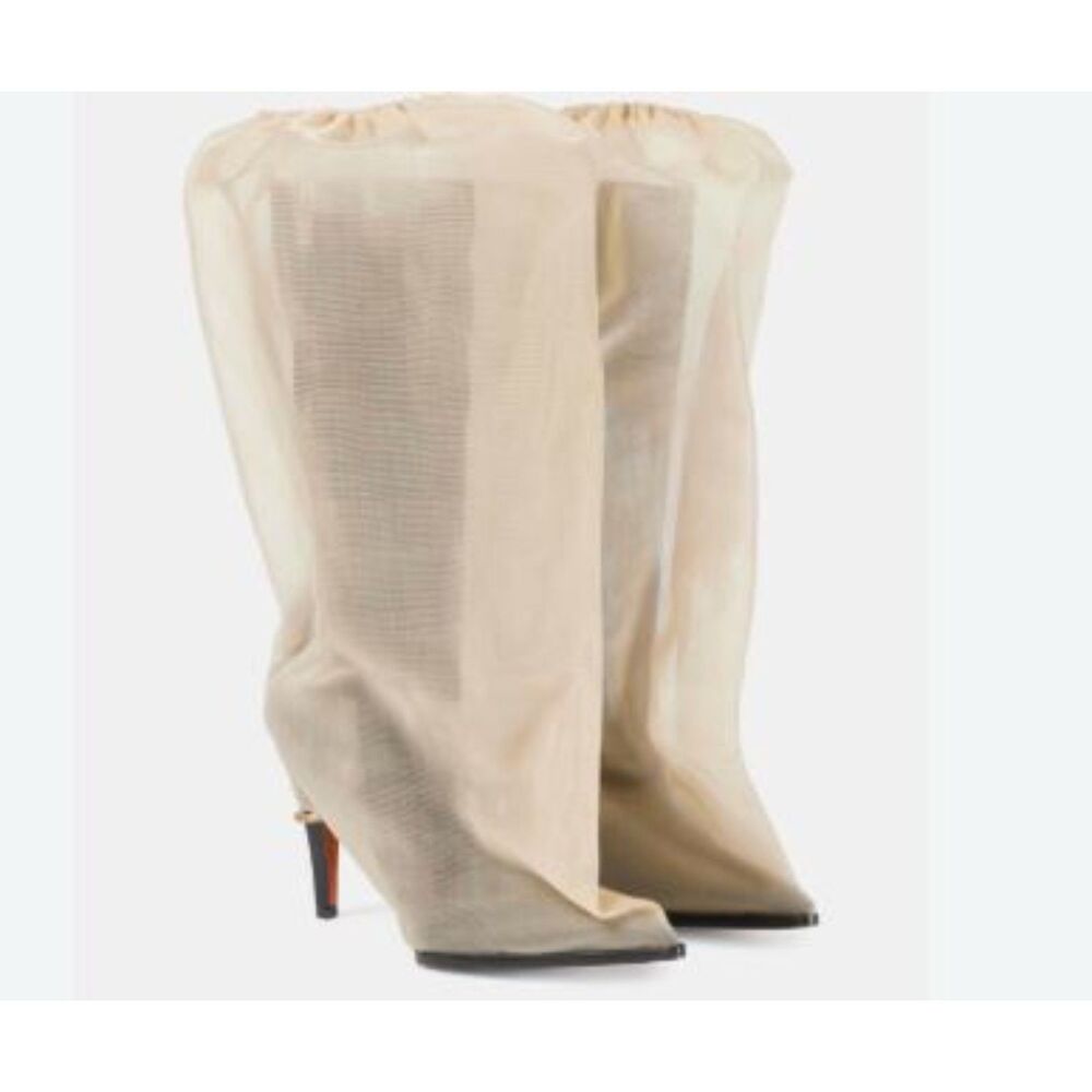 Alexander McQueen Women's Bag Leather Knee High Boots Sz 37 NIB 2890 BIEGE
